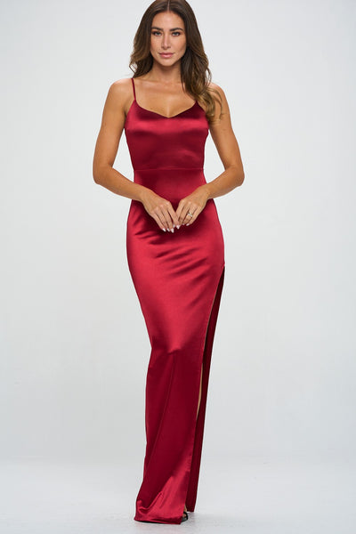 Casino Royale Satin Maxi Dress (Red)