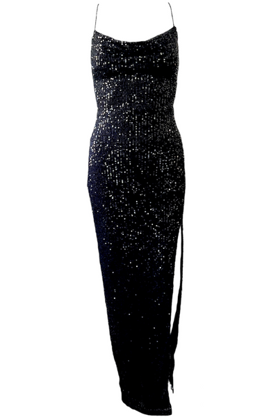 Halarah Sequin Maxi Dress (Black)
