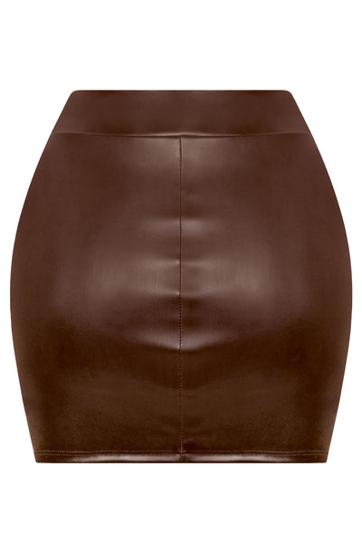 Rosa Leather Skirt (Brown)
