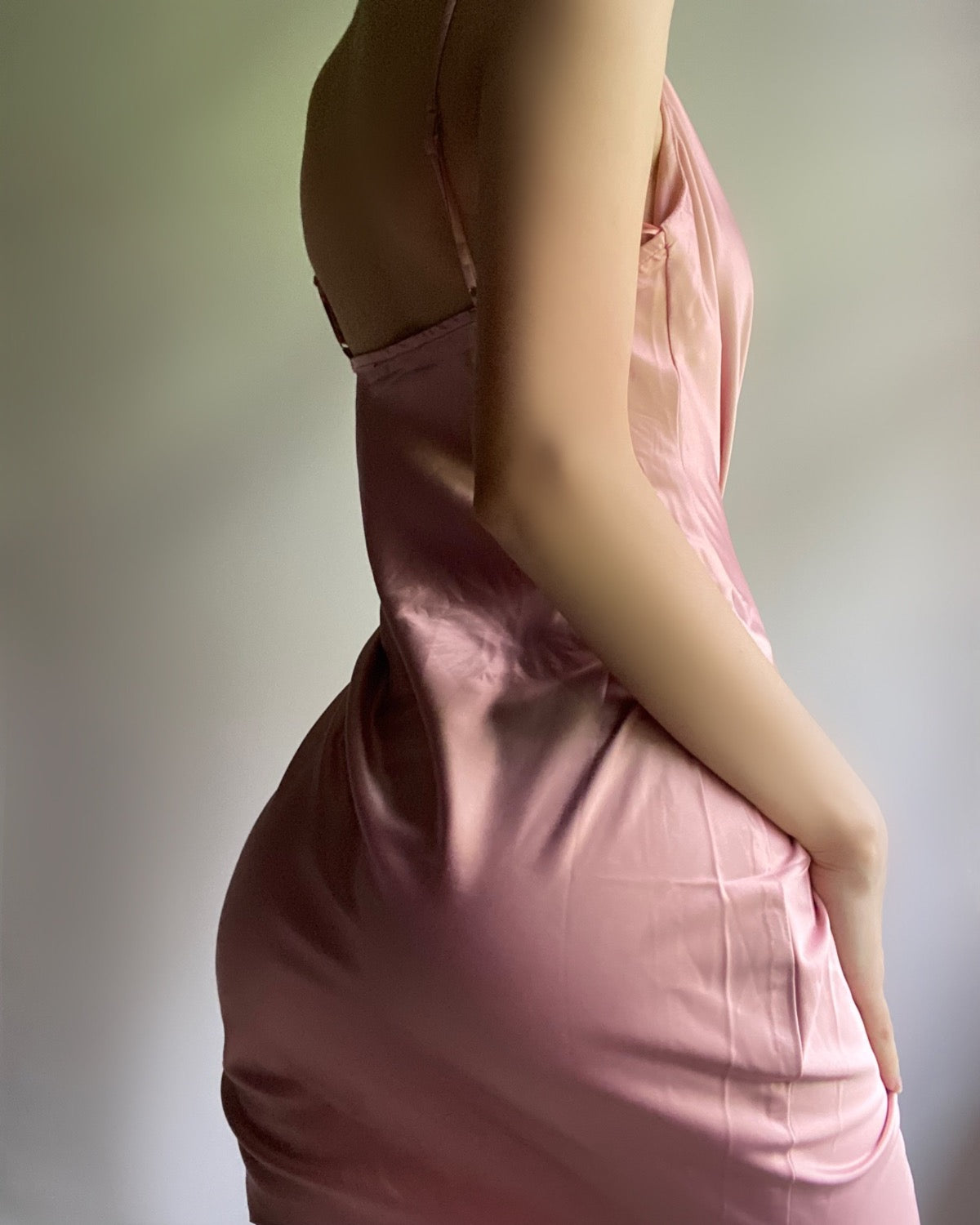 Tilda Satin Ruched Dress (Blush)