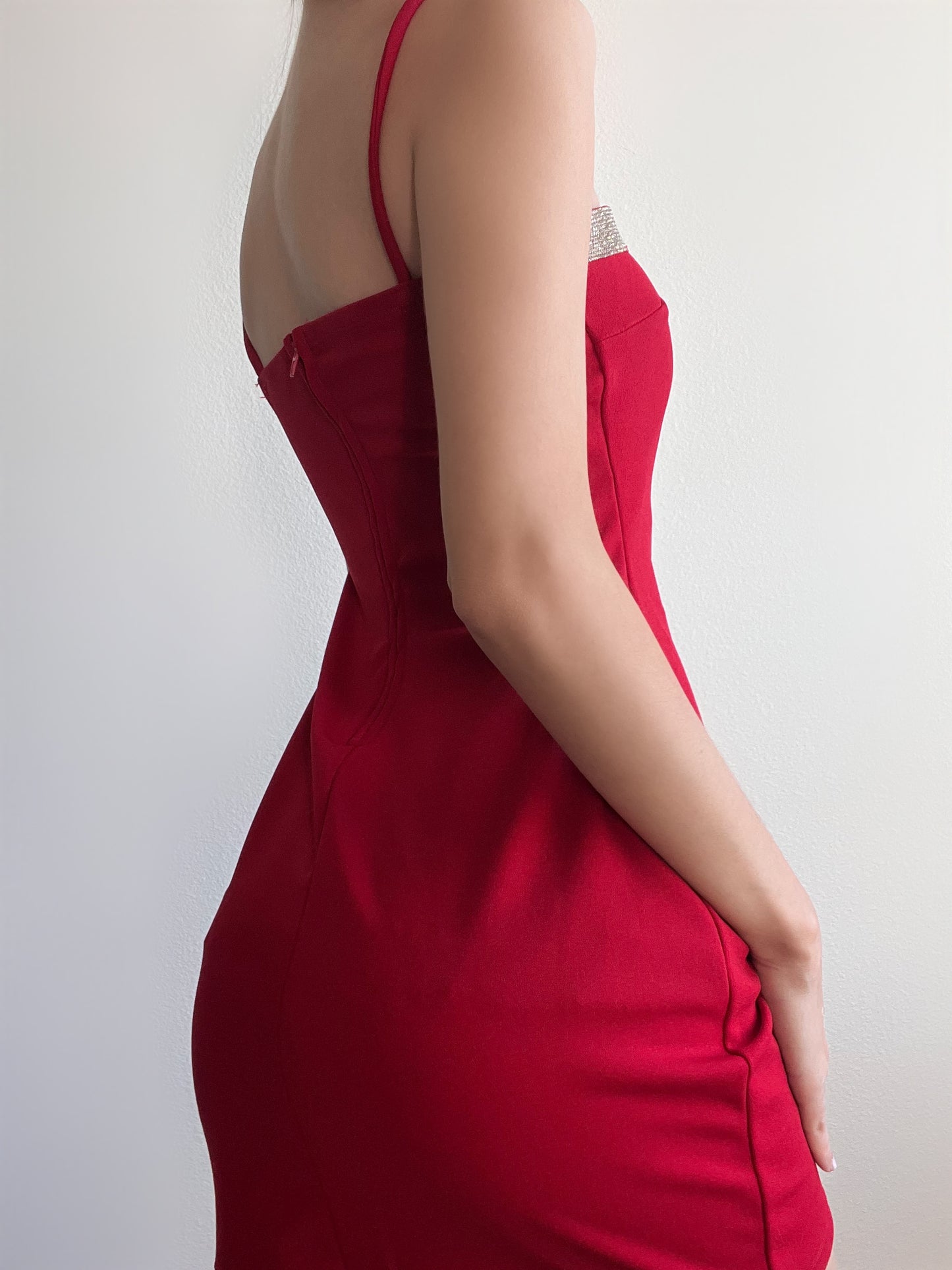 Vivienne Rhinestone Dress (Red)