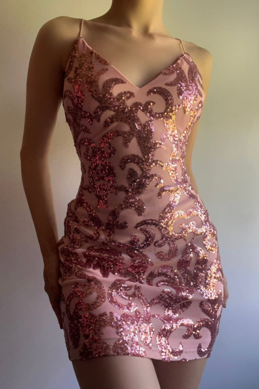 Kelsey Sequin Dress (Pink)