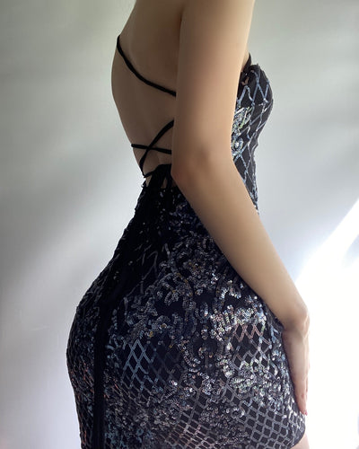 Candice Sequin Mini Dress (Metal)