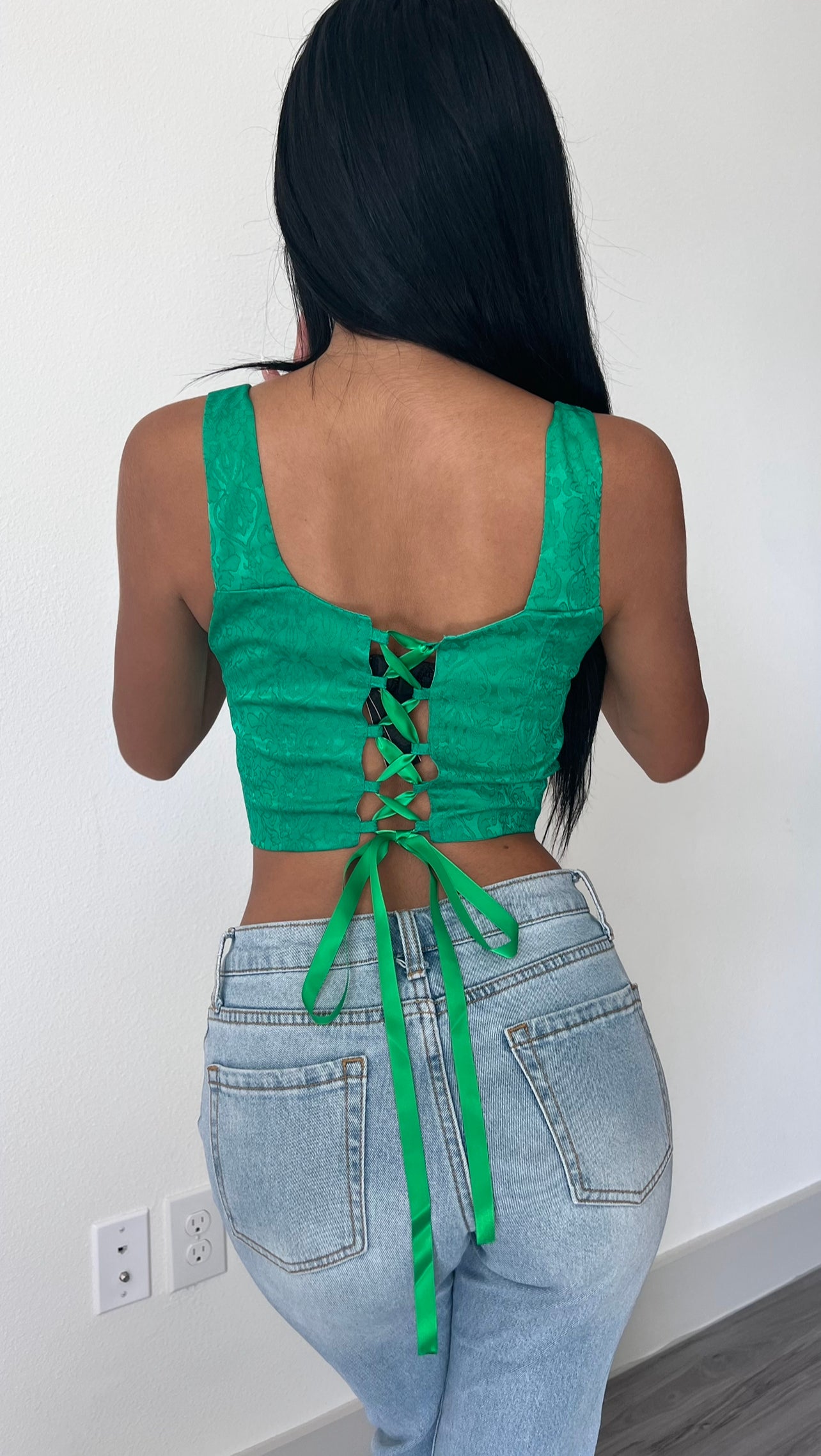 Lauren Textured Corset Top (Green)