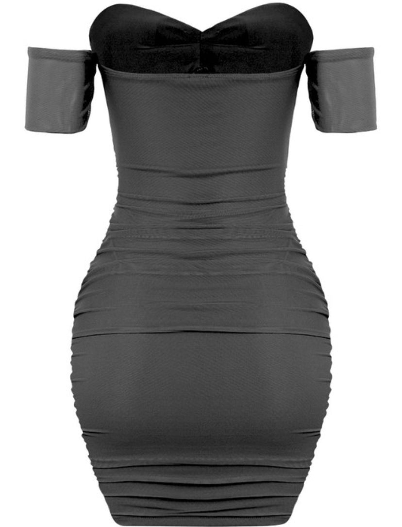 Ziva Mesh Mini Dress (Black)