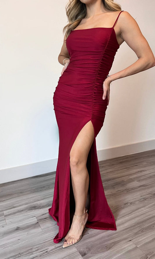Maya Maxi Slit Dress (Red)