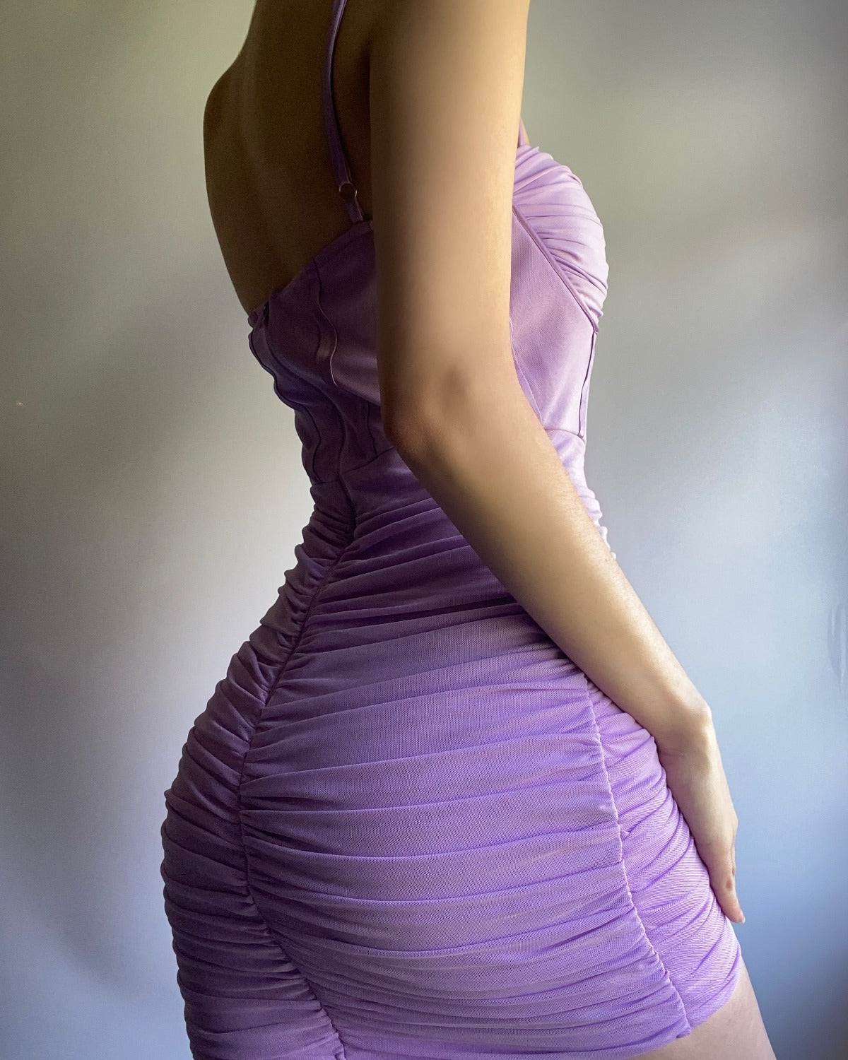 Mavella Ruched Dress (Lavender)